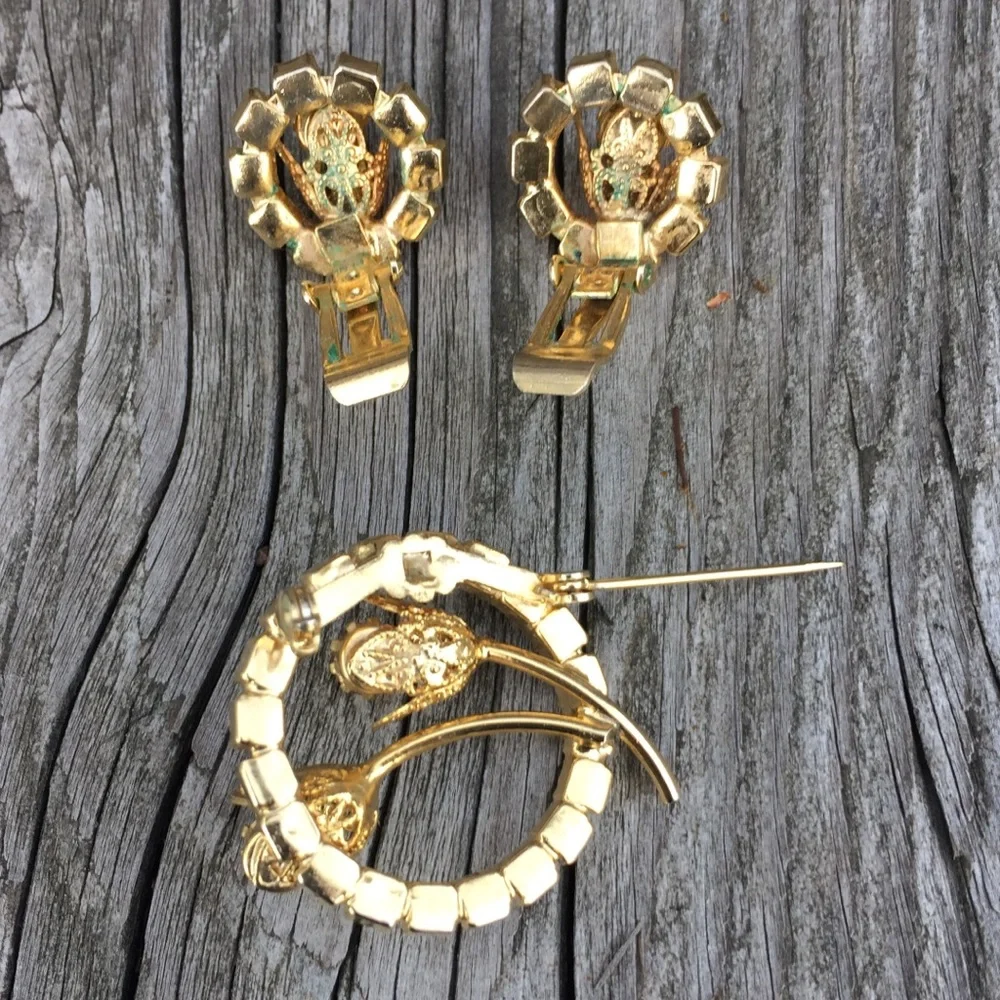 Vintage Judy Lee Amber Wreath Earring/Brooch Set! EUC! - Picture 4 of 10